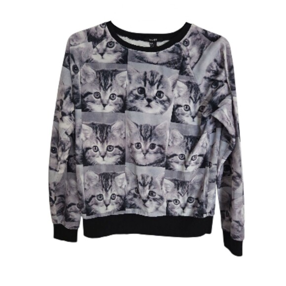 Forever 21 Cat Print Sweatshirt SMALL - Picture 1 of 5